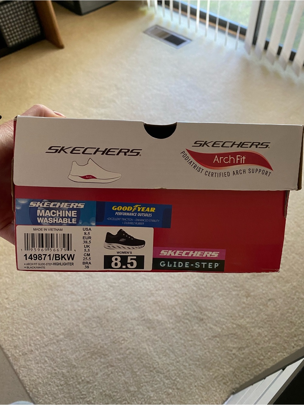 Sketchers Glide Step Arch Fit Black Athletic Sneaker New in Box 8.5 - Picture 9 of 10